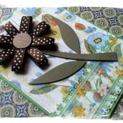 Brown Polka Dots Flower Handmade Cards (set of 3)