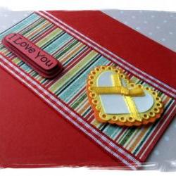 Big Yellow Heart I Love You Handmade Card