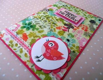 Little Bird Chirping Happy Birthday Handmade Card